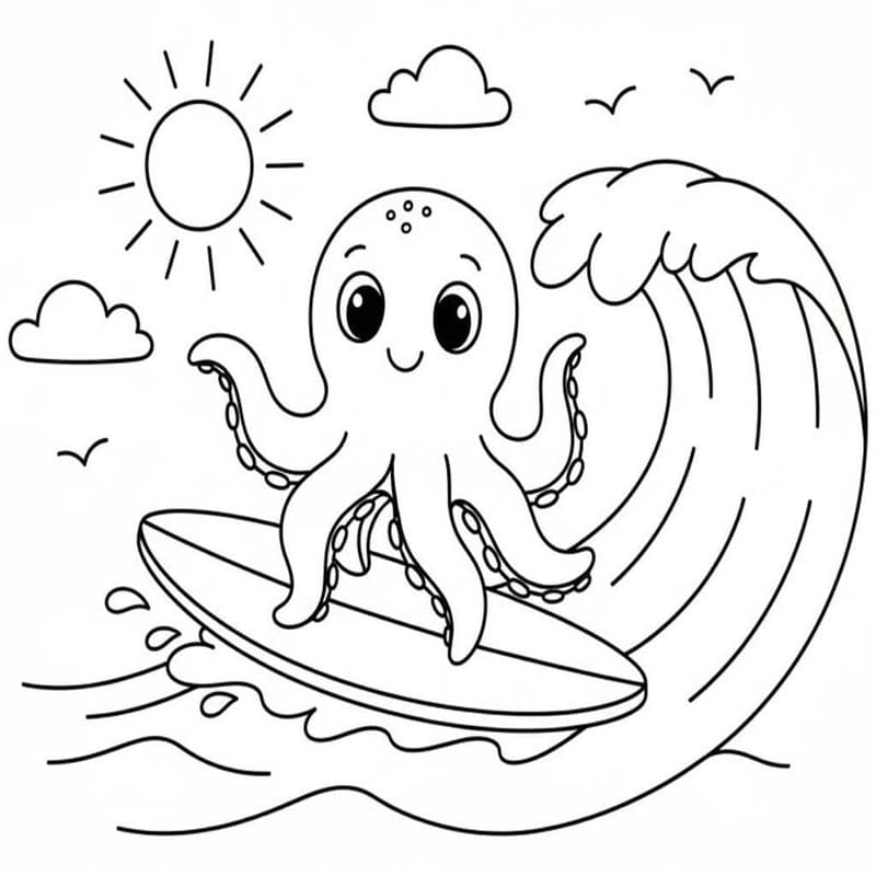Kolorowanka Surfing bezpłatny prosty