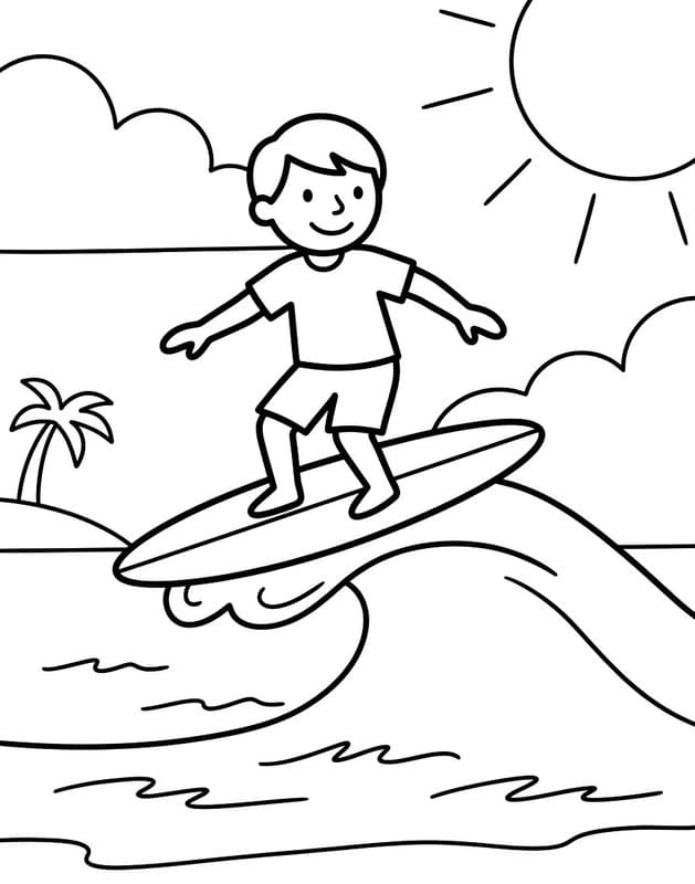 Kolorowanka Surfing bezpłatny wydruku łatwy