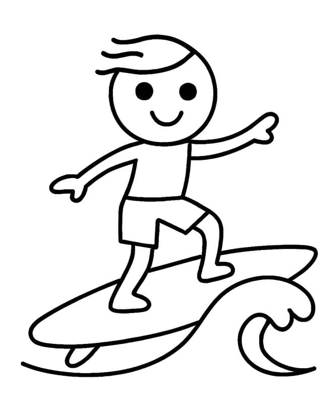Kolorowanka Surfing bezpłatny wydruku podstawowy