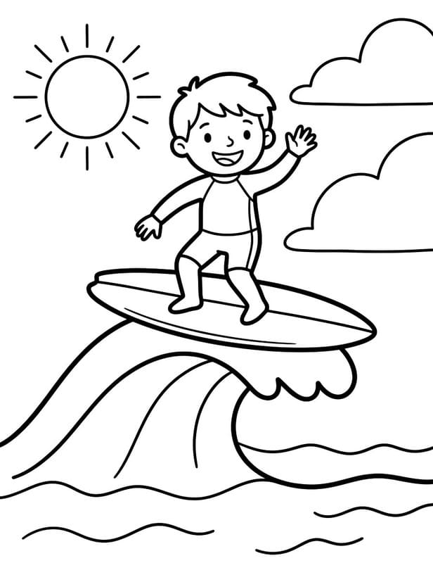 Kolorowanka Surfing bezpłatny wydruku prosty