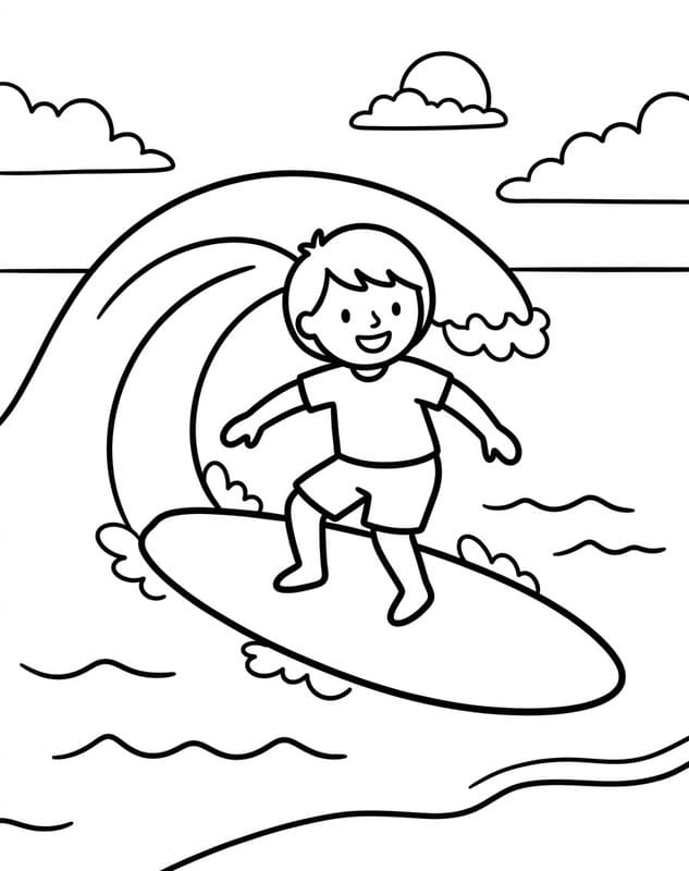 Kolorowanka Surfing dla dzieci