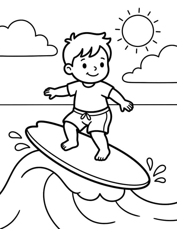 Kolorowanka Surfing wydruku łatwy