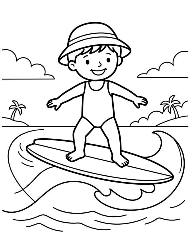 Kolorowanka Surfing wydruku prosty