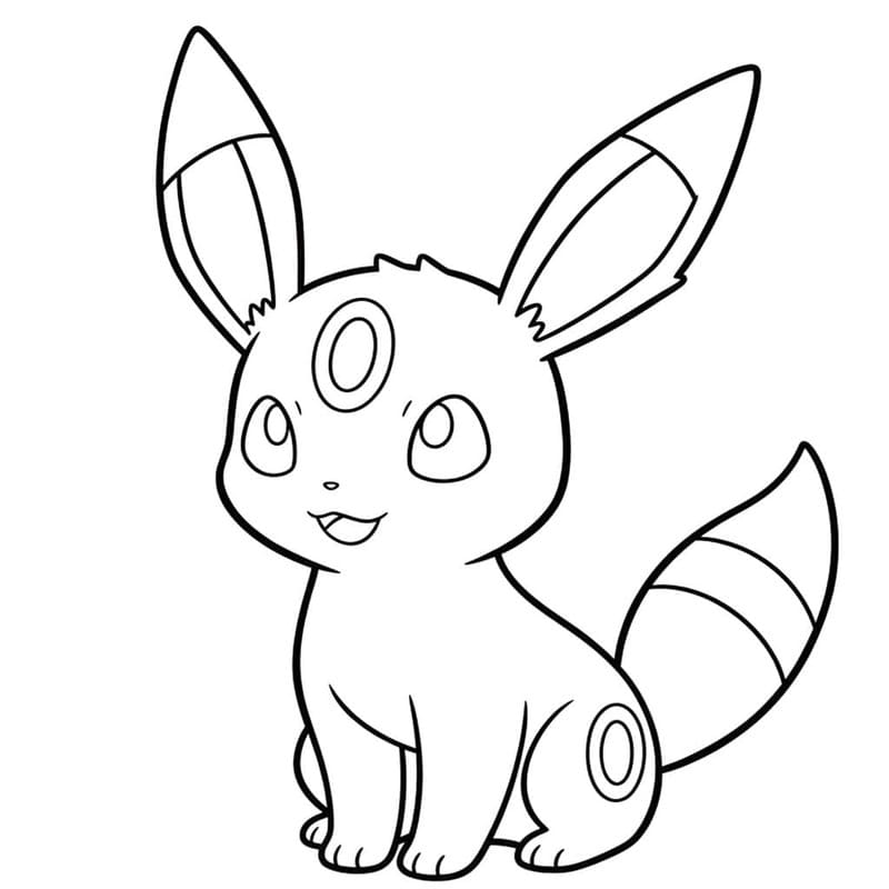 Kolorowanka Umbreon bezpłatny wydruku łatwy