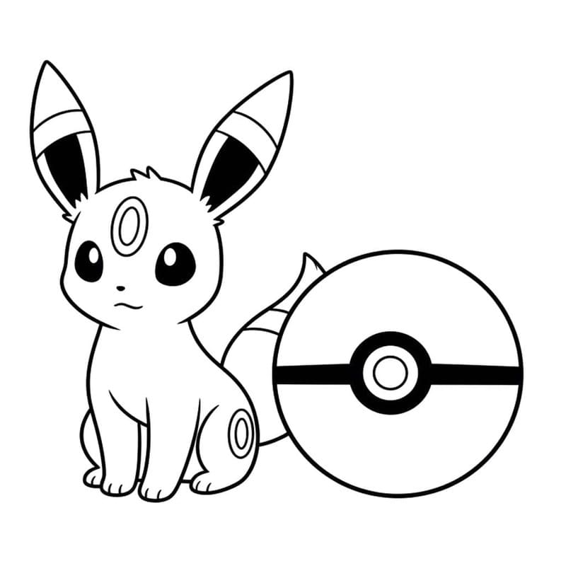 Kolorowanka Umbreon bezpłatny wydruku podstawowy