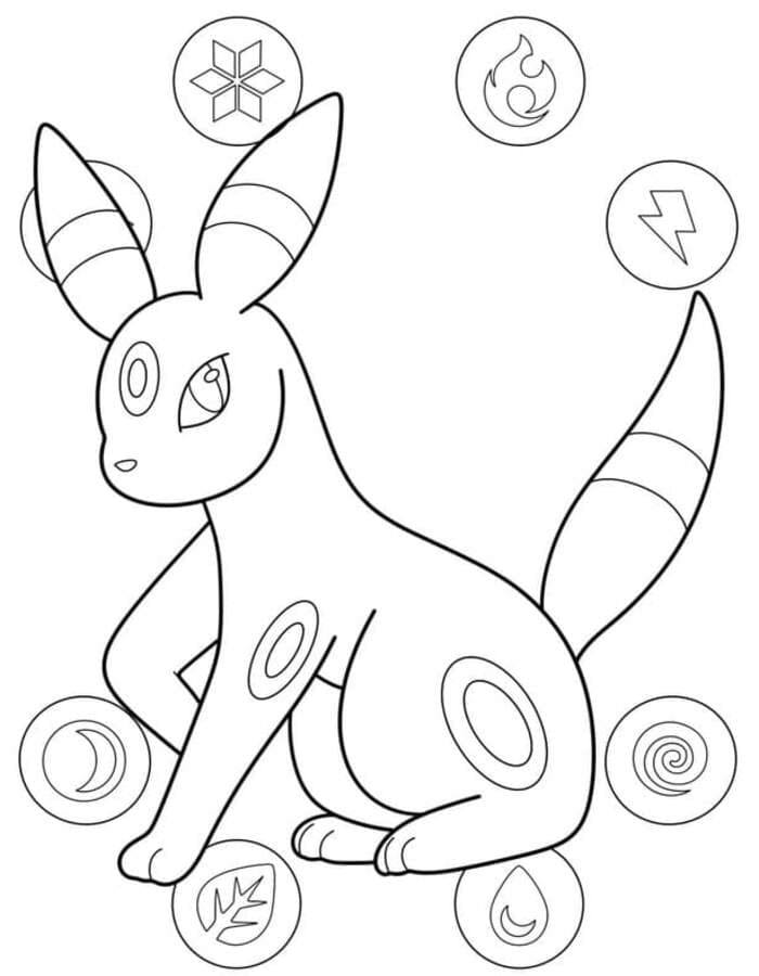 Kolorowanka Umbreon bezpłatny wydruku