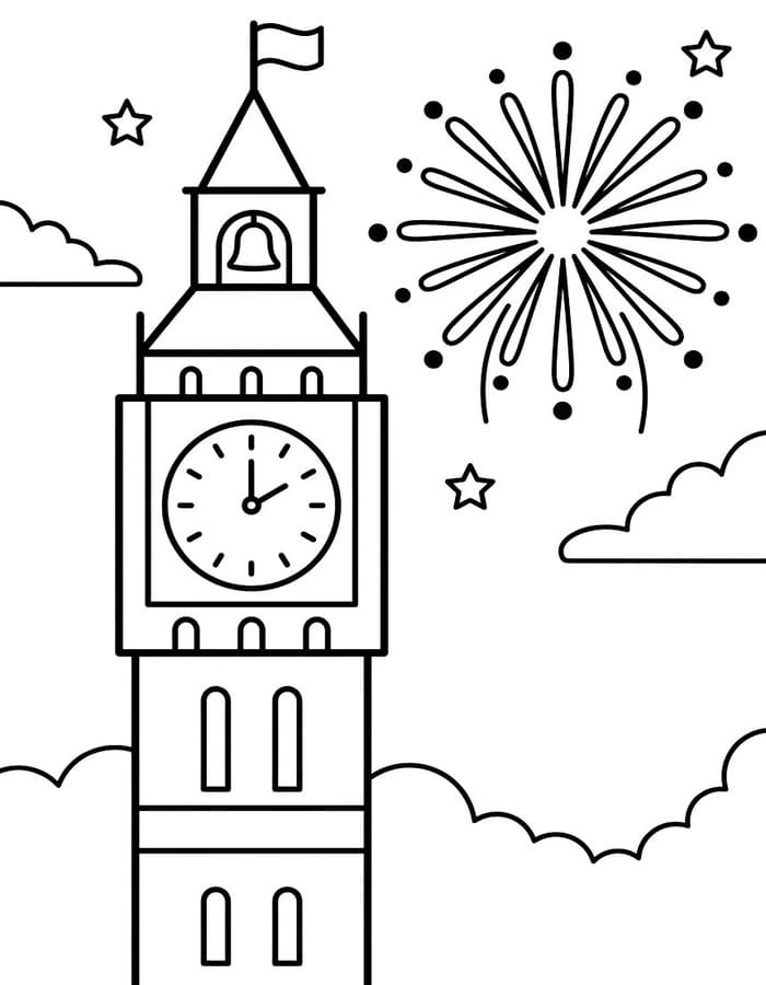 Kolorowanka Big Ben bezpłatny prosty
