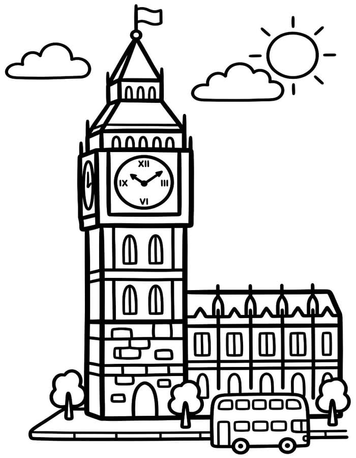 Kolorowanka Big Ben bezpłatny wydruku dla dzieci