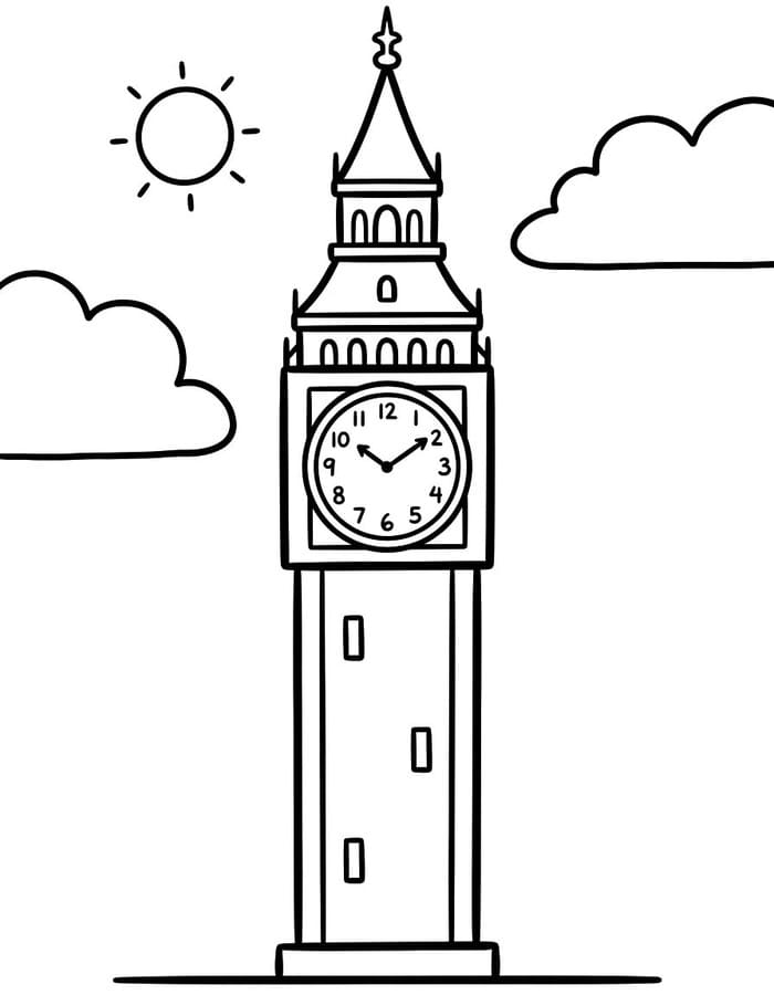 Kolorowanka Big Ben bezpłatny wydruku łatwy