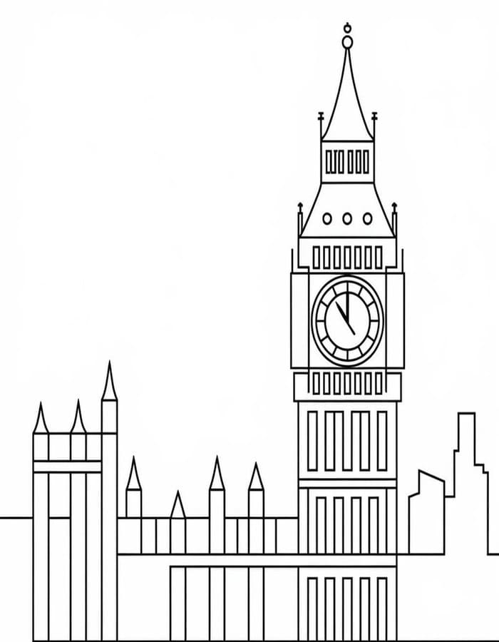 Kolorowanka Big Ben bezpłatny wydruku podstawowy