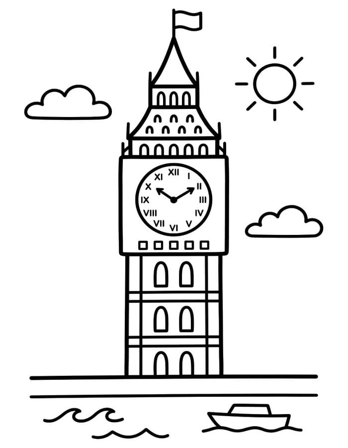 Kolorowanka Big Ben wydruku podstawowy