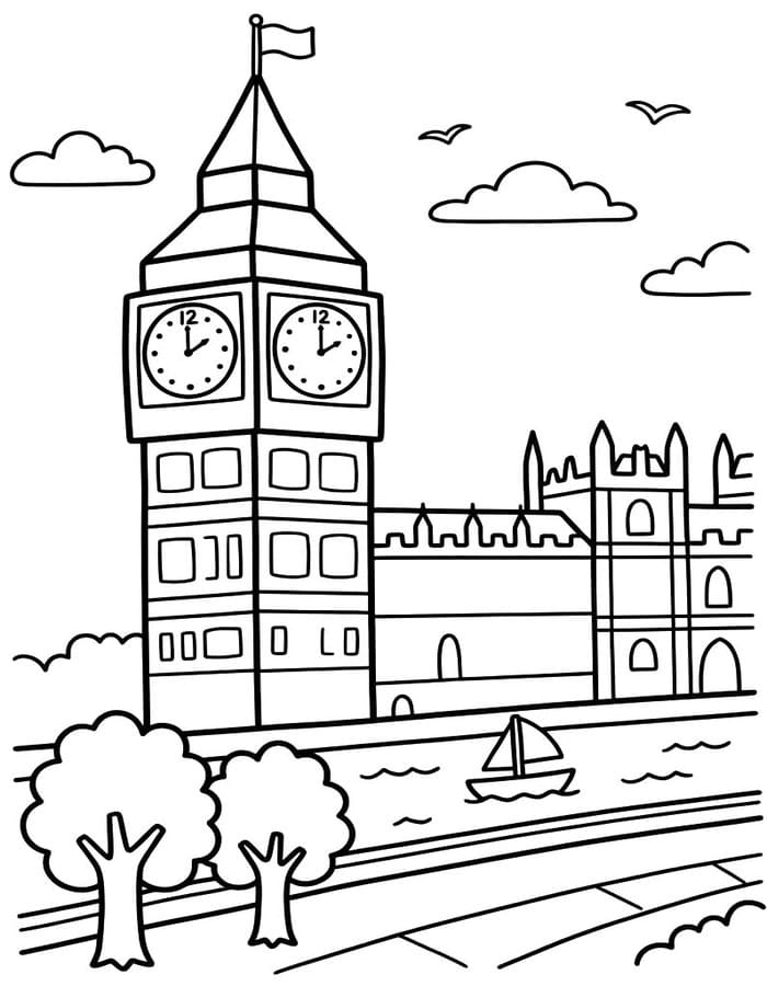 Kolorowanka Big Ben wydruku prosty