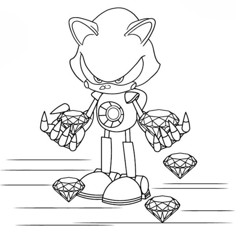 Kolorowanka Metal Sonic bezpłatny wydruku prosty