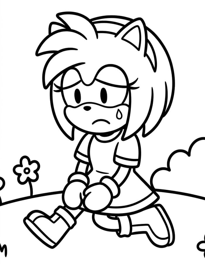 Kolorowanka Narysuj Amy Rose bezpłatny prosty
