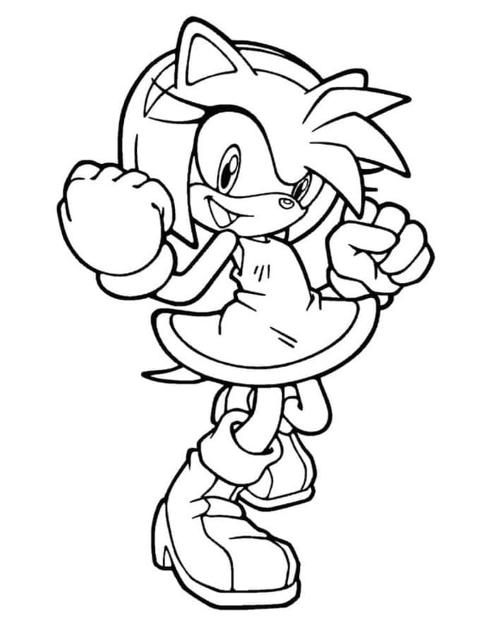Kolorowanka Narysuj Amy Rose bezpłatny wydruku łatwy
