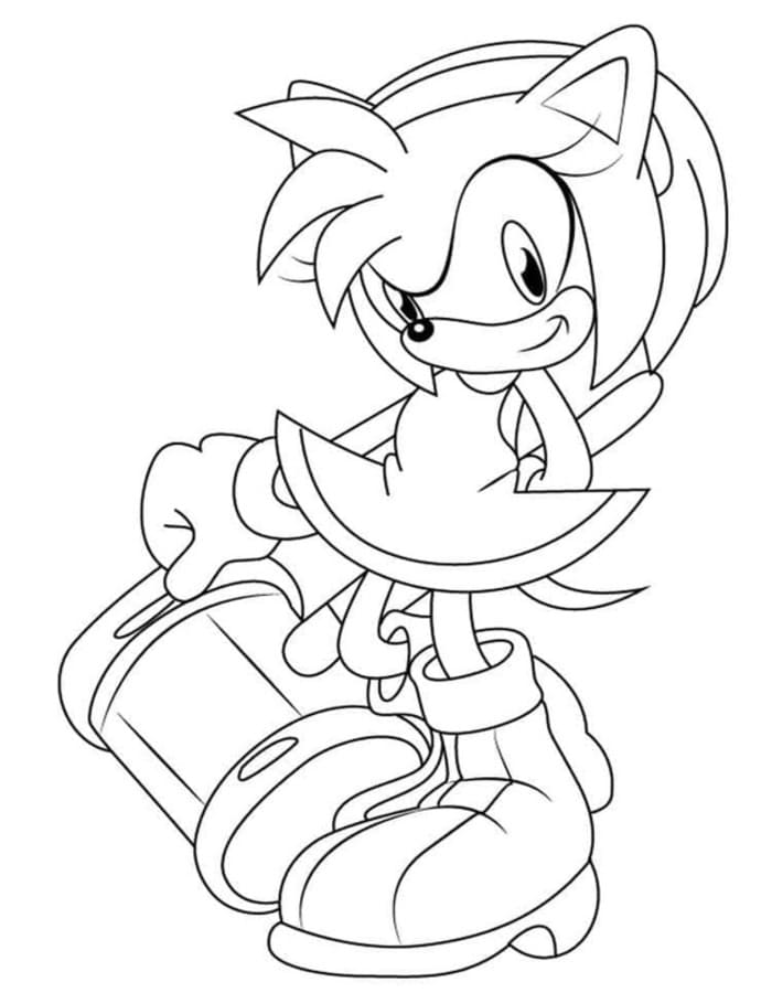 Kolorowanka Narysuj Amy Rose łatwy