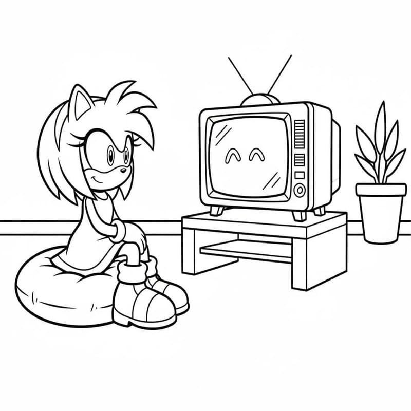 Kolorowanka Narysuj Amy Rose wydruku dla dzieci