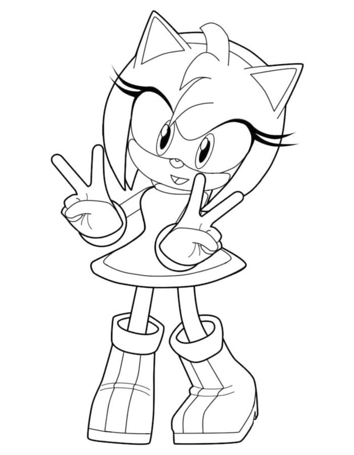 Kolorowanka Narysuj Amy Rose wydruku