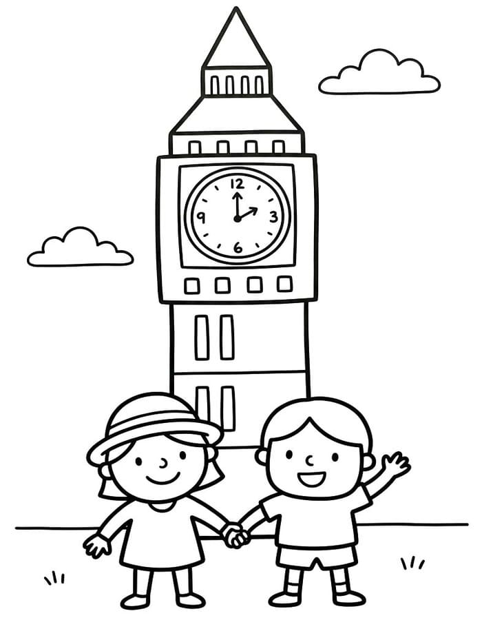 Kolorowanka Narysuj Big Ben bezpłatny prosty