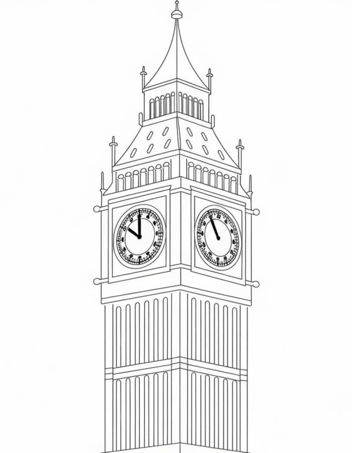 Kolorowanka Narysuj Big Ben bezpłatny wydruku podstawowy