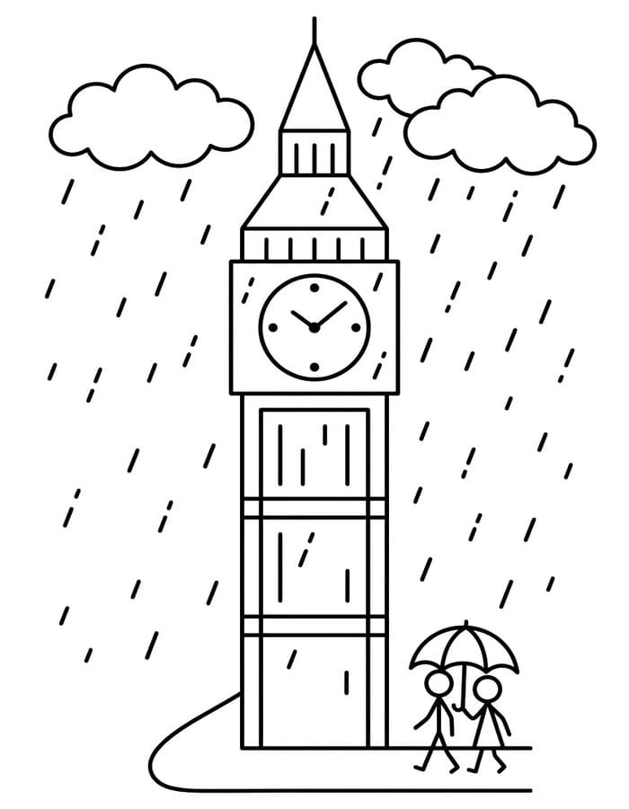 Kolorowanka Narysuj Big Ben bezpłatny wydruku prosty