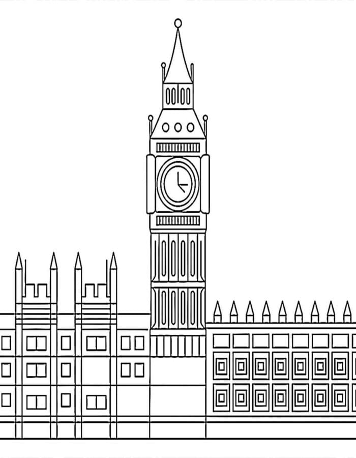 Kolorowanka Narysuj Big Ben łatwy