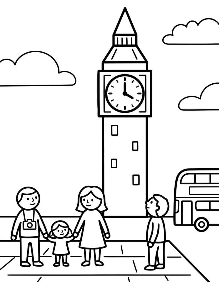 Kolorowanka Narysuj Big Ben prosty