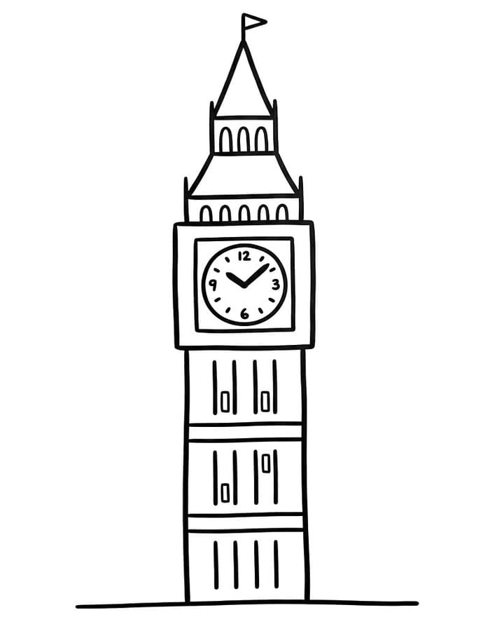 Kolorowanka Narysuj Big Ben wydruku podstawowy