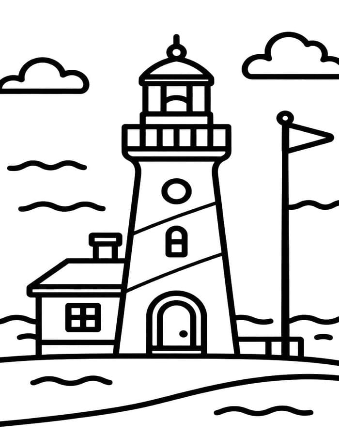Kolorowanka Narysuj Latarnia Morska podstawowy