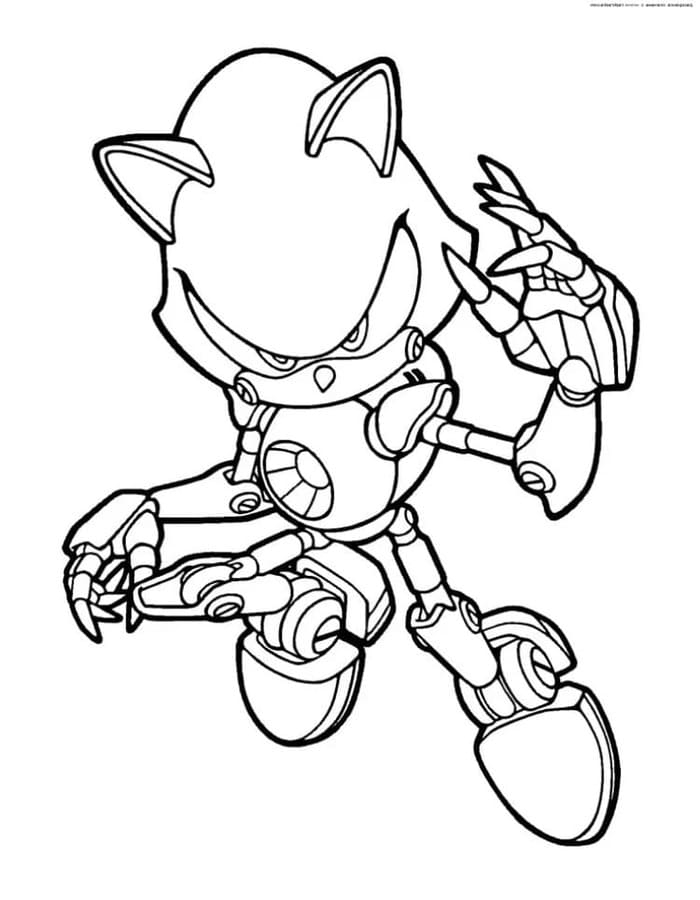 Kolorowanka Narysuj Metal Sonic bezpłatny wydruku łatwy