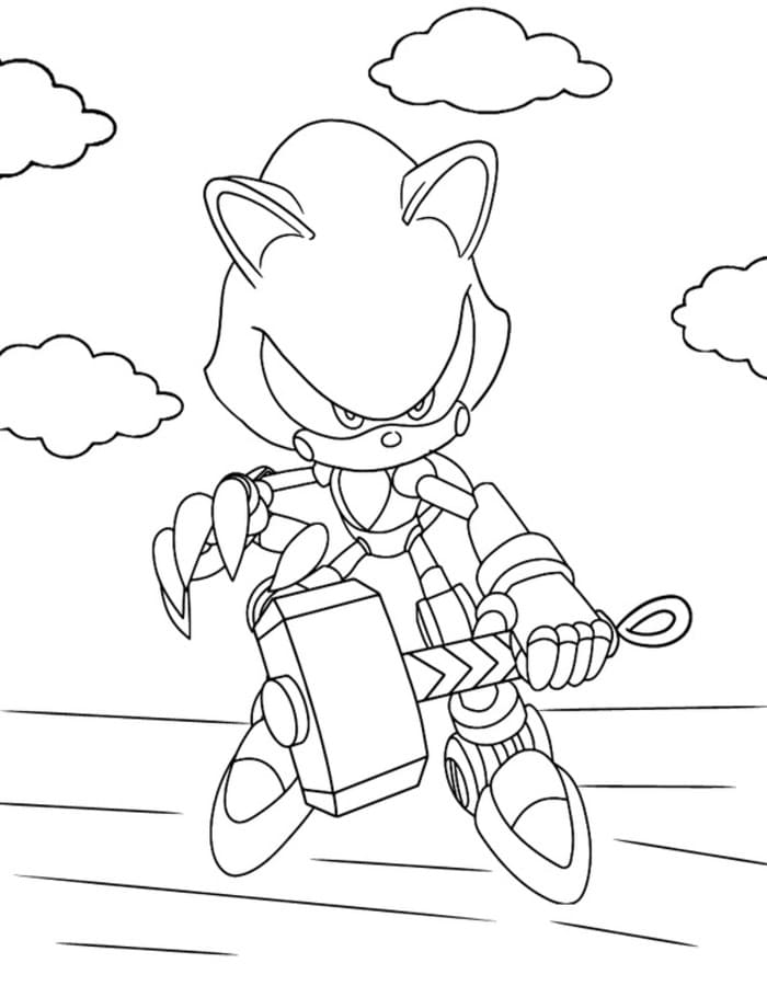 Kolorowanka Narysuj Metal Sonic łatwy