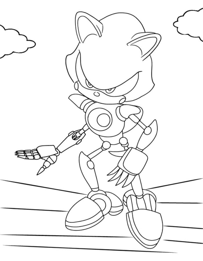 Kolorowanka Narysuj Metal Sonic prosty