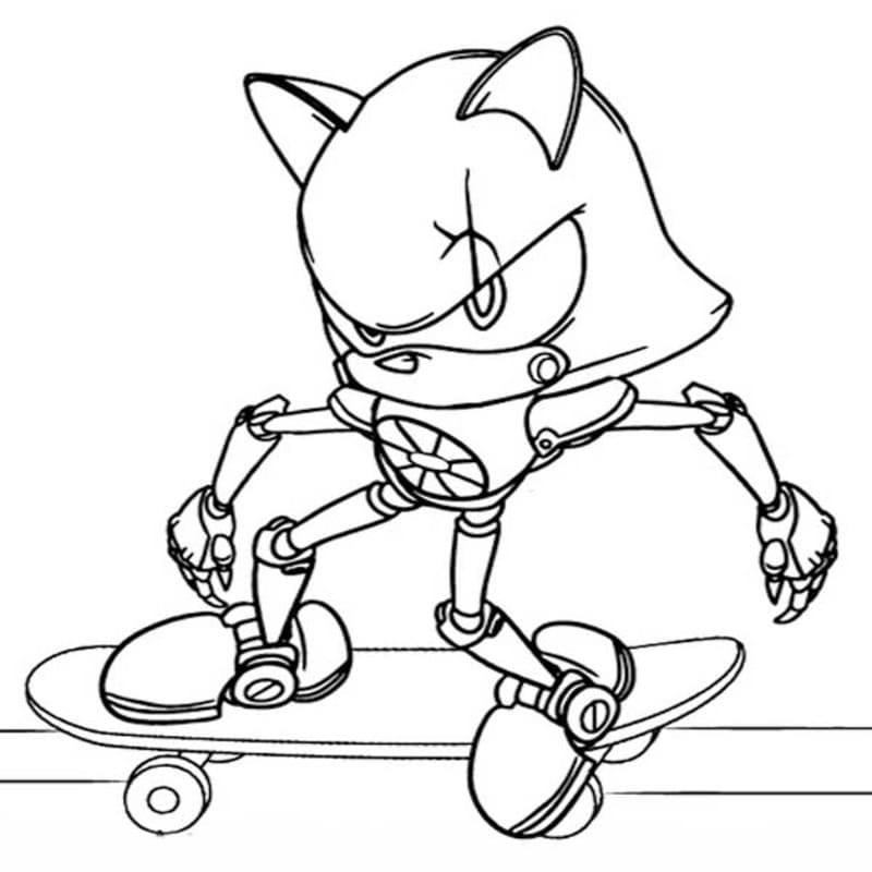 Kolorowanka Narysuj Metal Sonic wydruku prosty