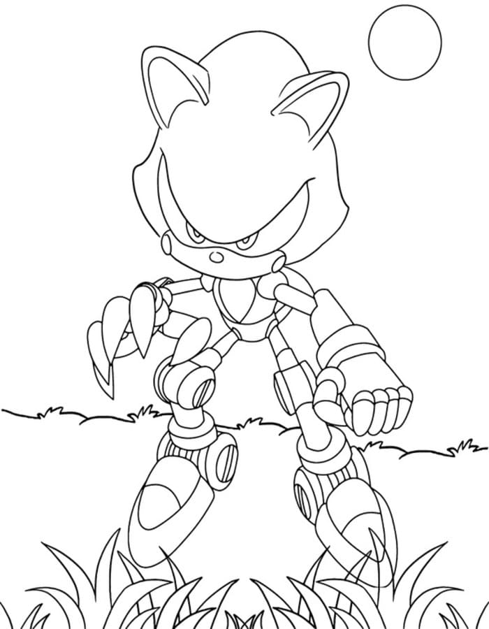 Kolorowanka Narysuj Metal Sonic wydruku