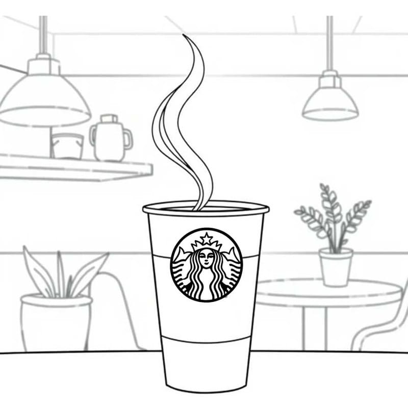 Kolorowanka Narysuj Starbucks bezpłatny wydruku podstawowy