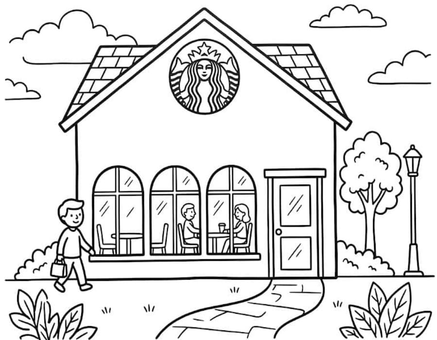 Kolorowanka Narysuj Starbucks prosty