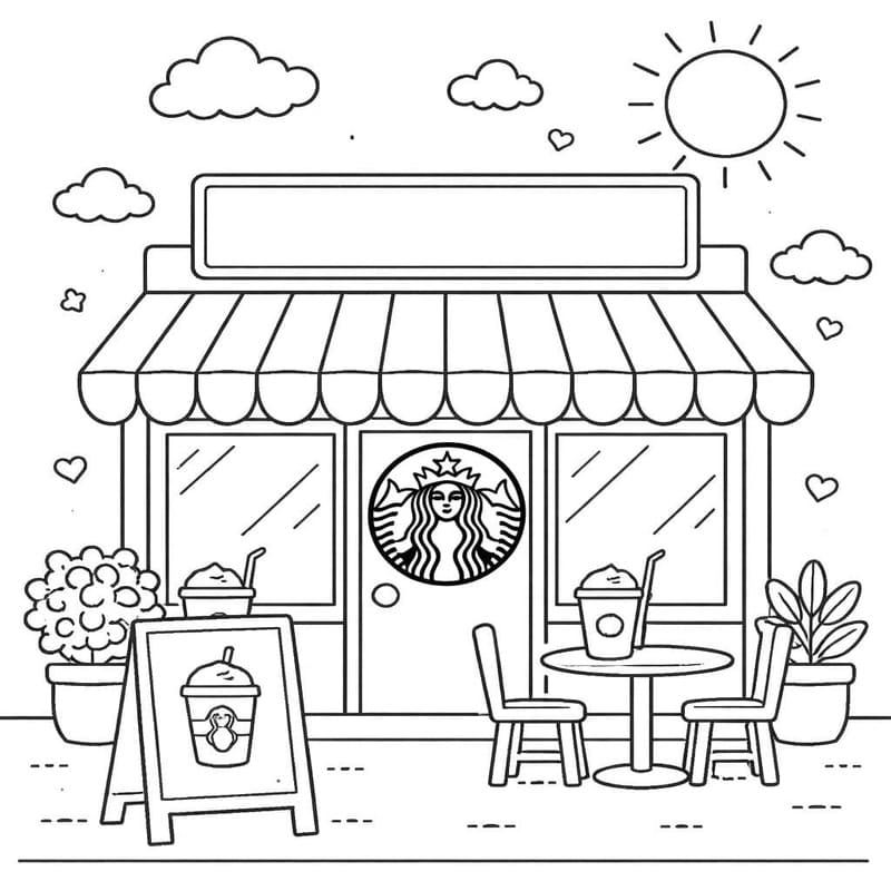 Kolorowanka Narysuj Starbucks wydruku prosty