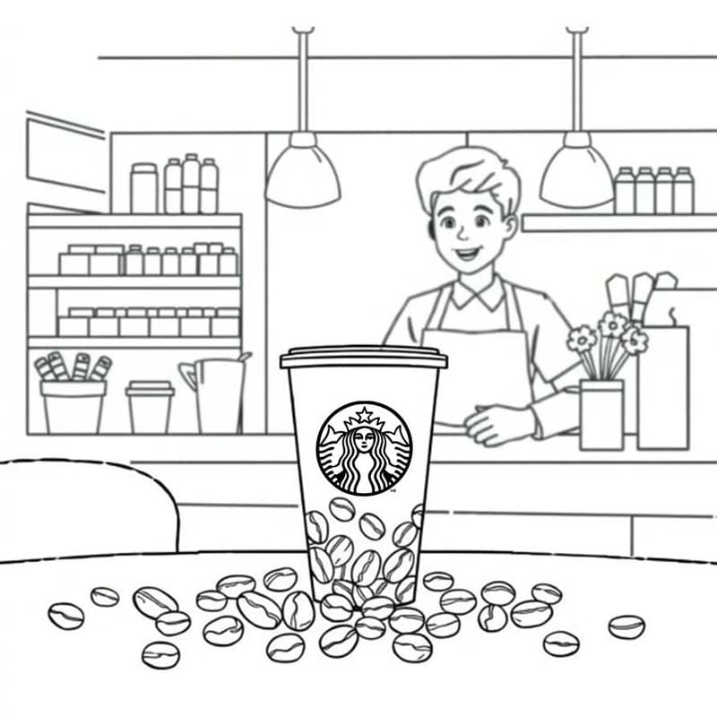 Kolorowanka Narysuj Starbucks wydruku