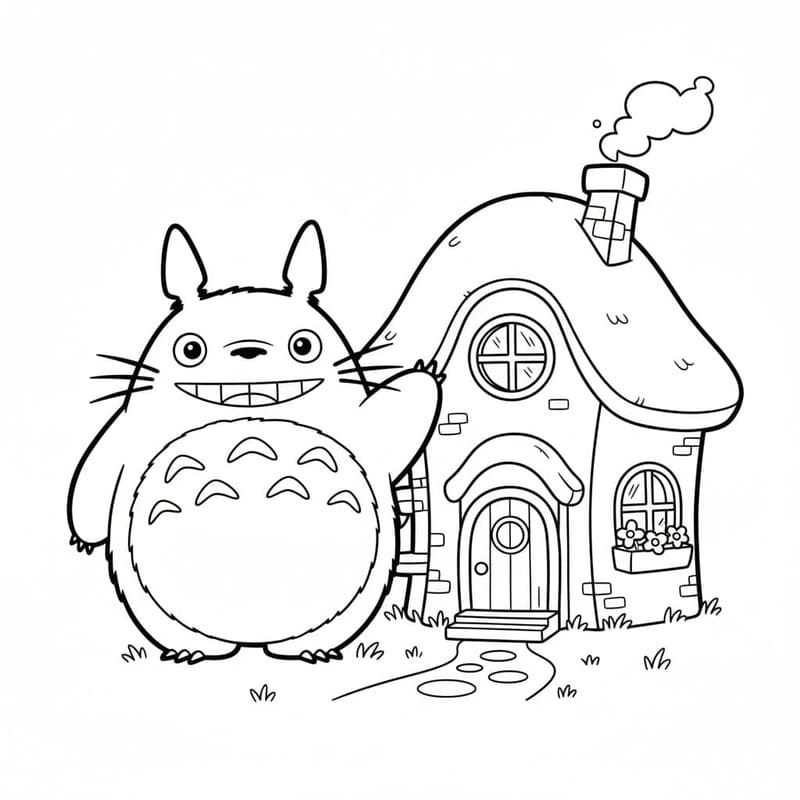 Kolorowanka Narysuj Totoro bezpłatny prosty