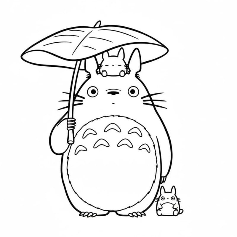 Kolorowanka Narysuj Totoro wydruku łatwy