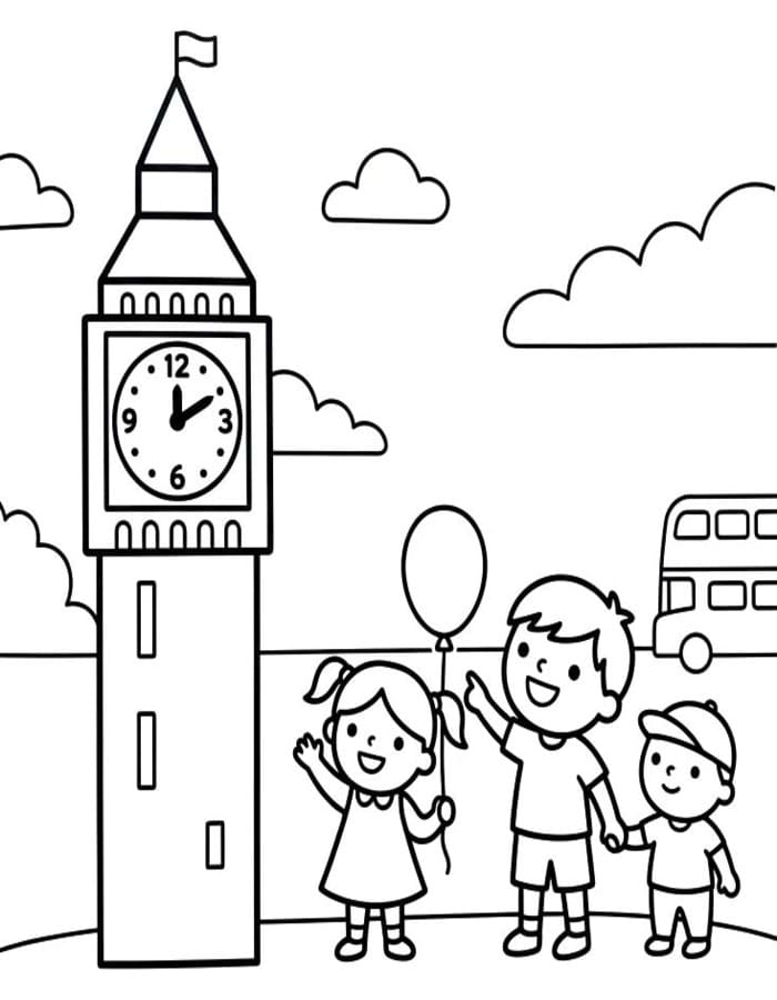 Kolorowanka Obraz Big Ben do druku