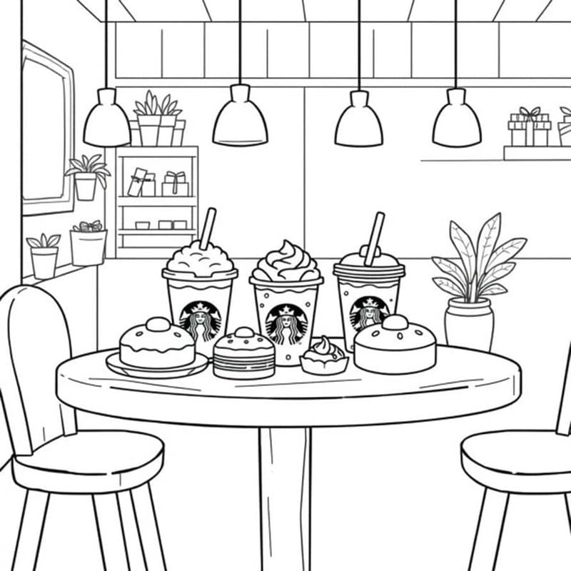 Kolorowanka Starbucks bezpłatny wydruku prosty