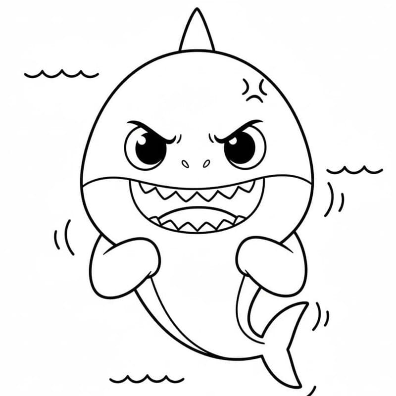 Kolorowanka Baby Shark bezpłatny prosty