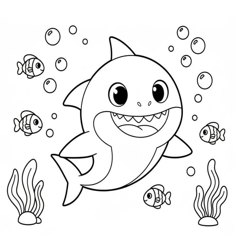 Kolorowanka Baby Shark bezpłatny wydruku