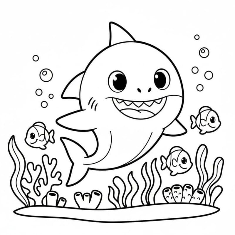 Kolorowanka Baby Shark bezpłatny