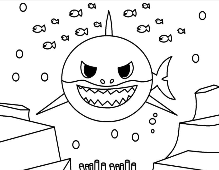 Kolorowanka Baby Shark wydruku dla dzieci
