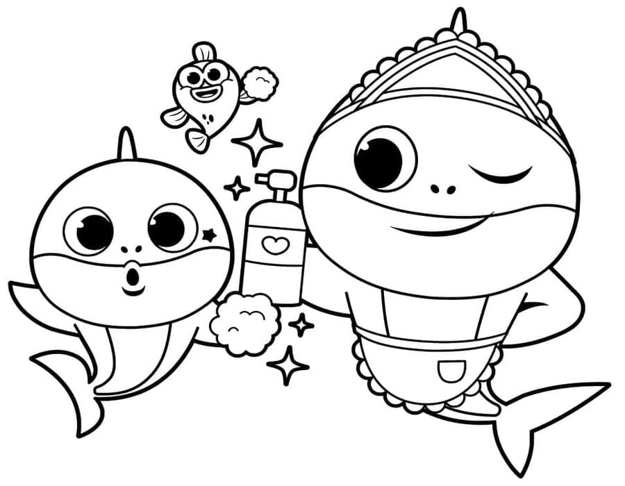 Kolorowanka Baby Shark wydruku prosty
