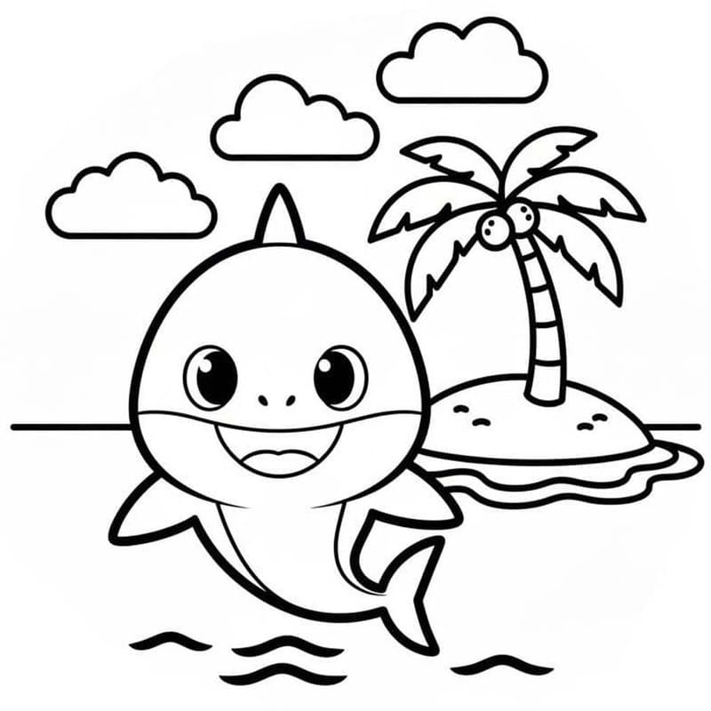Kolorowanka Baby Shark wydruku