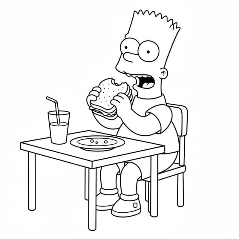 Kolorowanka Bart Simpson bezpłatny wydruku dla dzieci