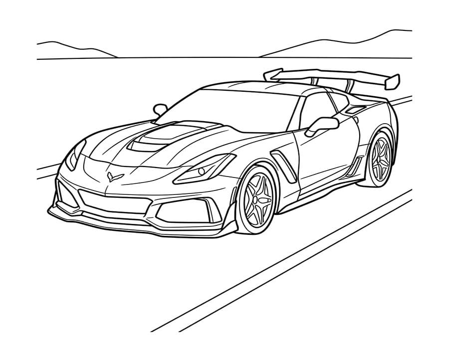 Kolorowanka Corvette bezpłatny prosty